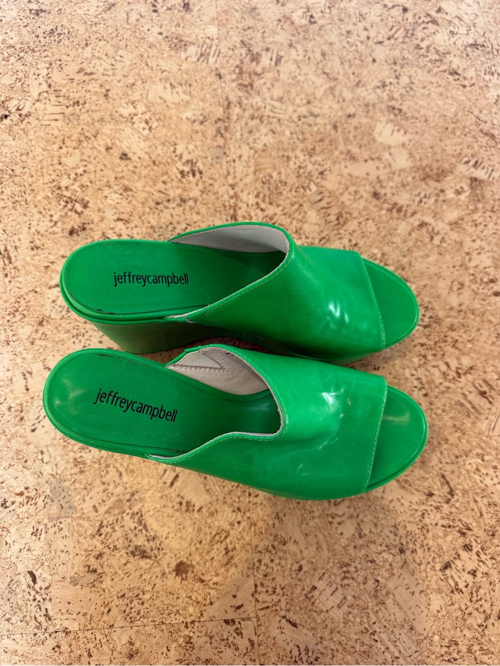 Jeffrey Campbell Bright Green Platform Wedge Mules - Picture 3 of 6